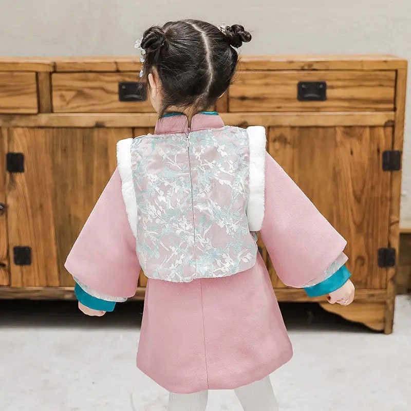 2pc Chinese New Year Dress Outfit, Girl Cheongsam Chinese Dress, Qipao Hanfu Girl Kids Chinese Princess Dress Tang, Chinese Spring Festival