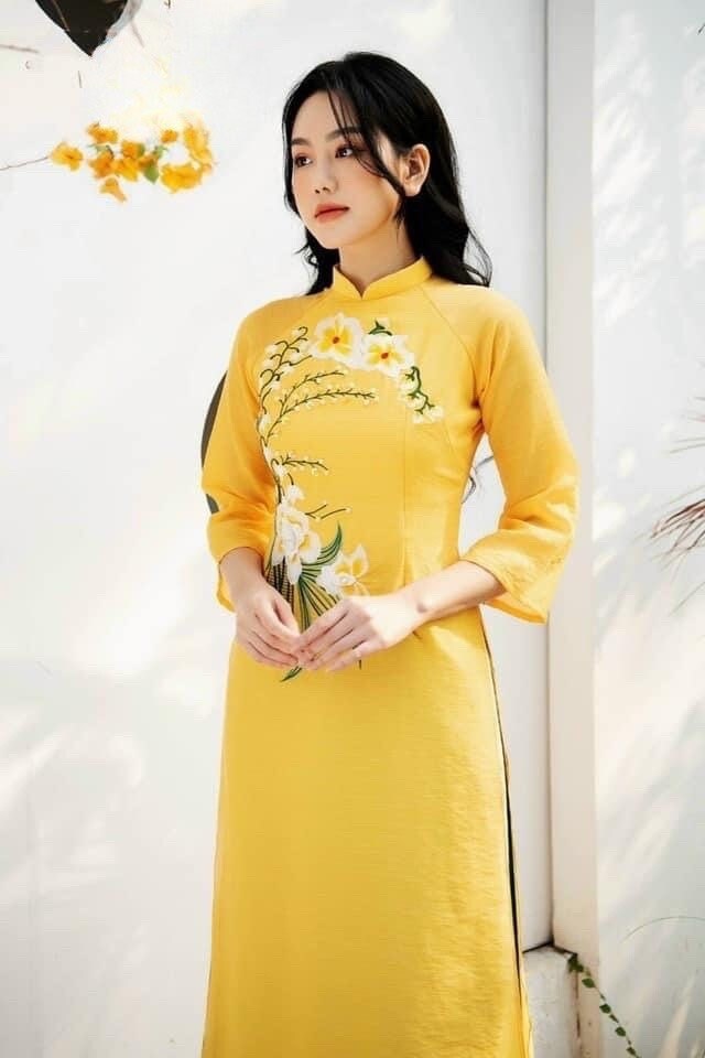 Pre-made Modern Vietnamese Ao Dai , Bộ áo dài may sẵn kèm quần  Áo dài cách tân qipao cheongsam