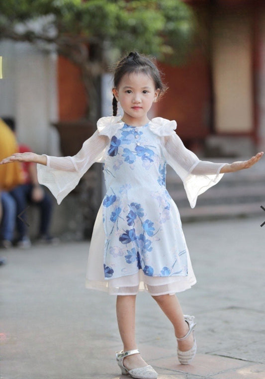 Pre-Made Girl Vietnamese Ao Dai Cach Tan (áo dài cách tân bé gai), Kids Vietnamese traditional dress, cheongsam, qipao