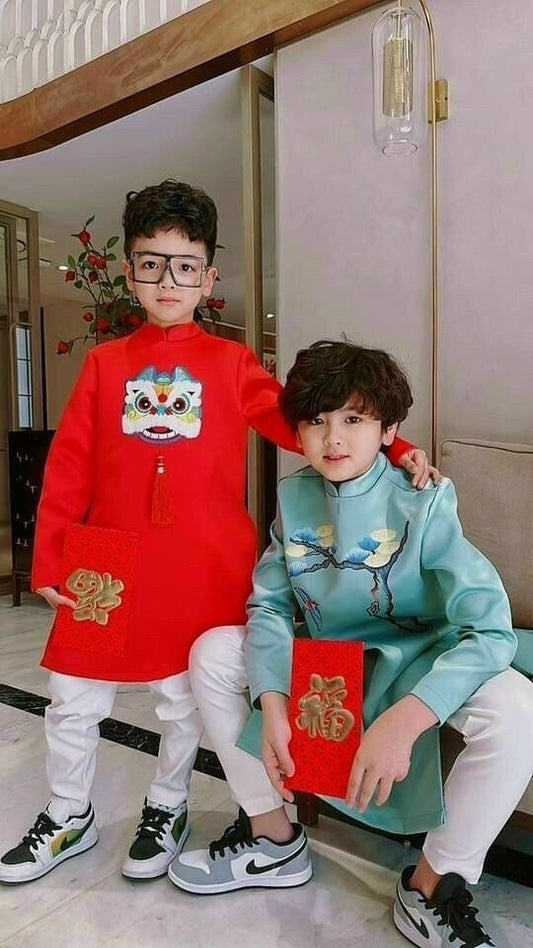 Pre-Made Boy Vietnamese Ao Dai (áo dài bé trai), Kids Vietnamese traditional dress, cheongsam, qipao ***Light Blue Ao Dai***