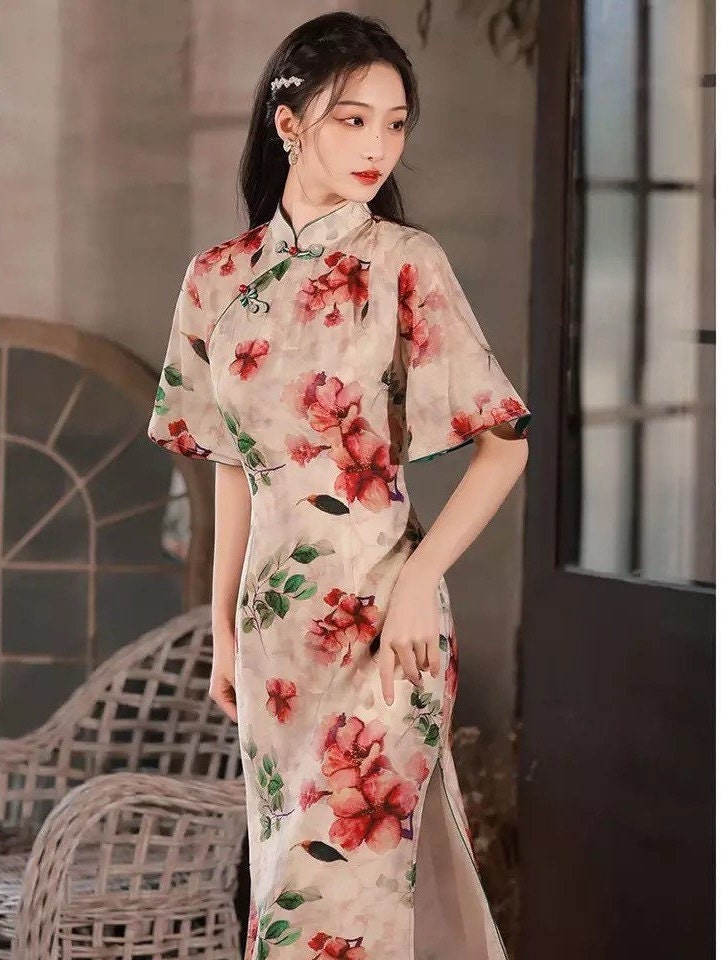 Modern Chinese Cheongsam, Chinese Qipao, Chinese dress costume, Sườn Xám