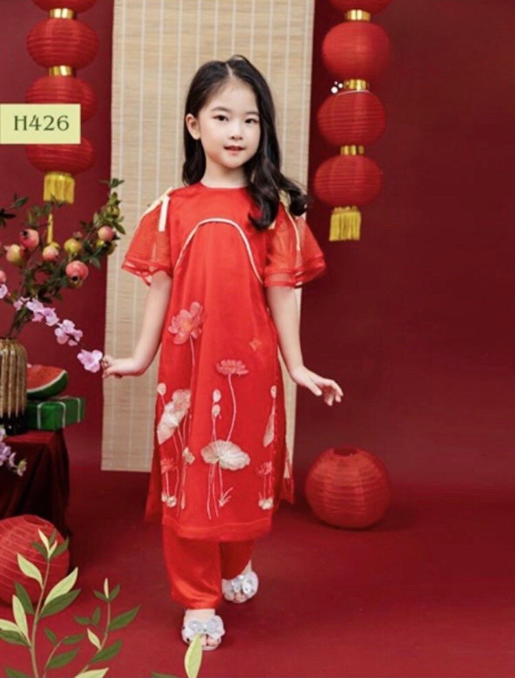 Pre-Made Girl Vietnamese Ao Dai Cach Tan tet (áo dài cách tân bé gai), Kids Vietnamese traditional dress, cheongsam, qipao