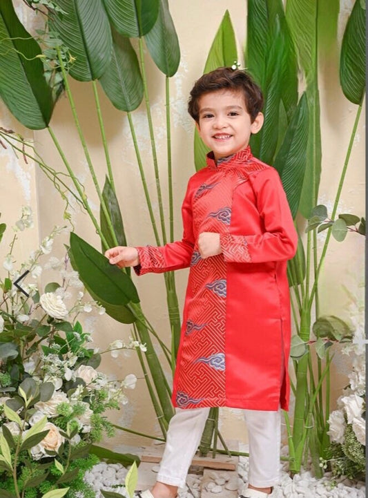 Pre-Made Boy Vietnamese Ao Dai Cach Tan (áo dài cách tân bé trai), Kids Vietnamese traditional dress, cheongsam, qipao