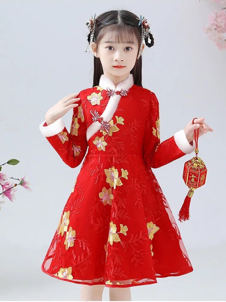 Girl Chinese Cheongsam Dress, Girl Cheongsam Lunar New Year, Qipao Han Yummie Yee Girl Chinese Cheongsam Dress, Girl Cheongsam Lunar New Year, Qipao Han Yummie Yee