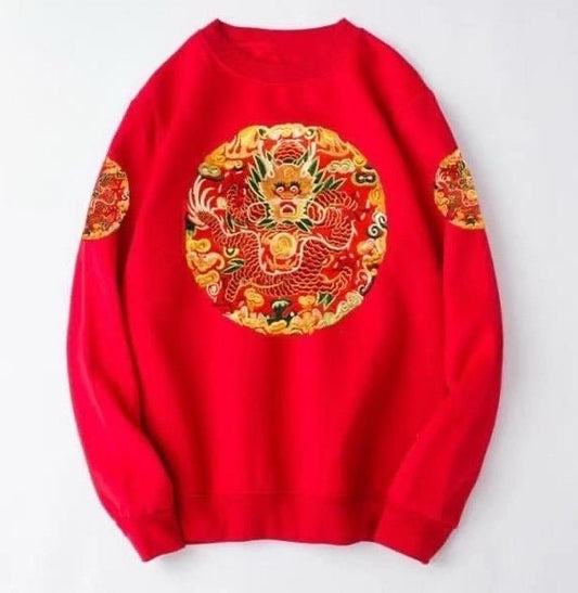 Chinese New Year Dragon Red Sweater Chinese Sweater Sweatshirt Year of DRAGON Hanfu Winter